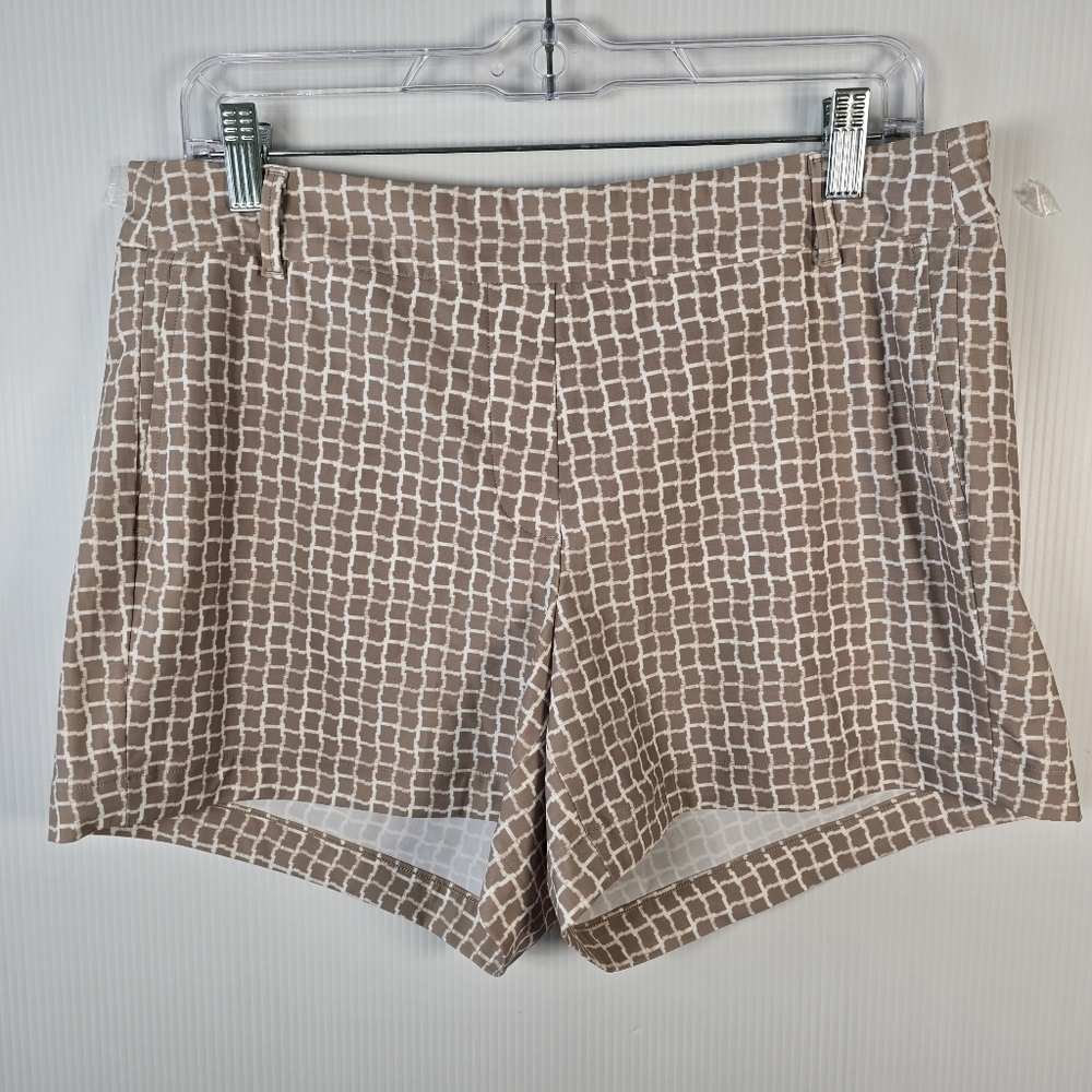 NWOT SPANX Sunshine 4" Pull-On shorts In  Bespoke Check Fawn Size Large Stretchy